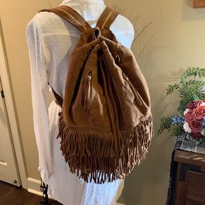 JOES Jeans Suede Fringe Backpack -Tan